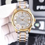 Copy Omega Constellation 40mm White Diamonds Face 2-Tone Gold Band Watch